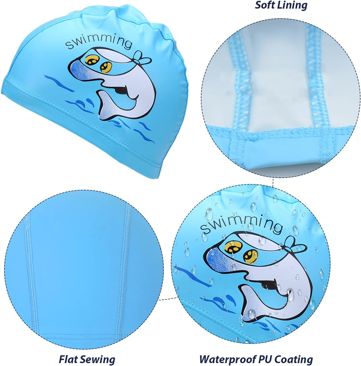 2 pack children's PU Swimming Caps