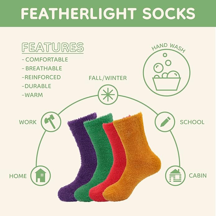 Adult Super Soft Feather Light Cozy Socks