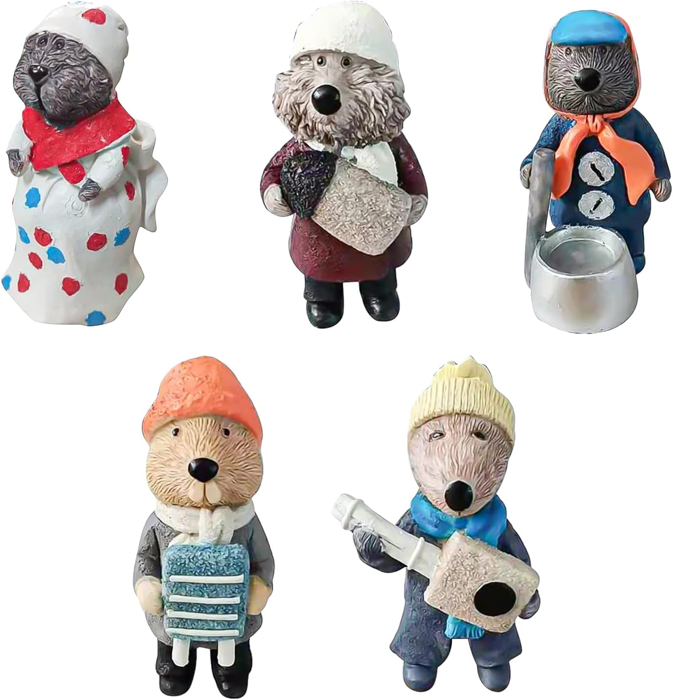Otters Jug Band 5Pcs Resin Christmas Decorations