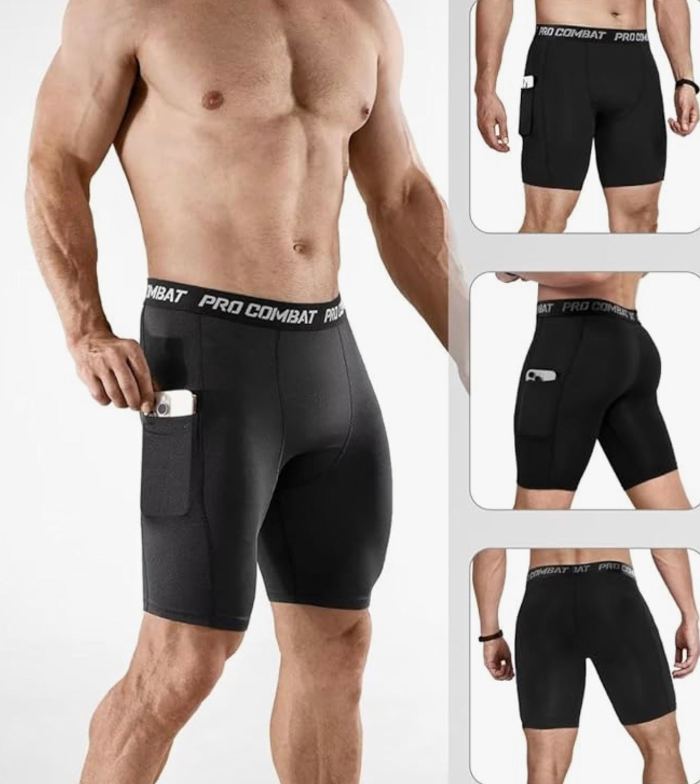 Niksa 1 or 3 Pack Mens Compression Shorts Gym Running Sports