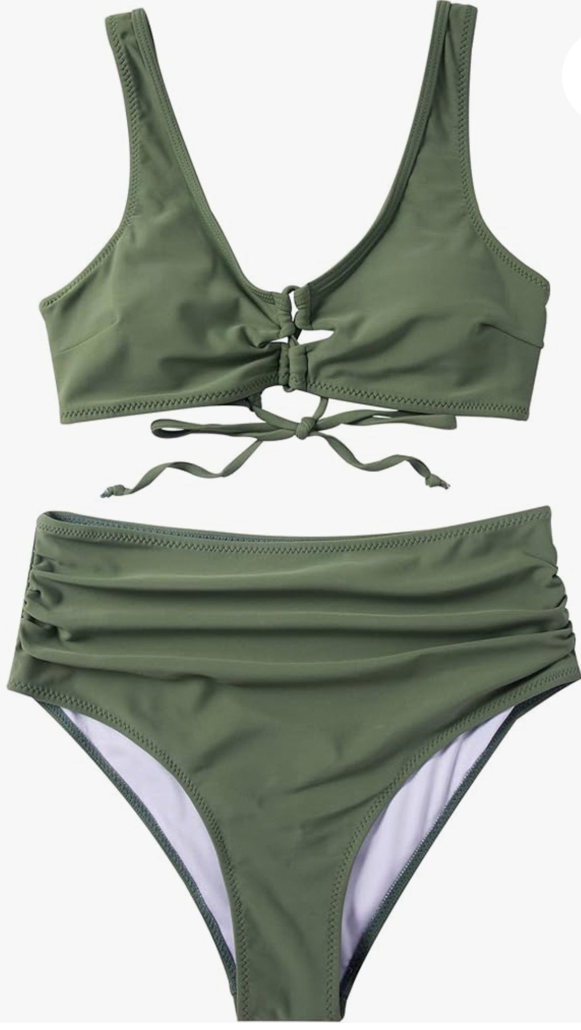 Women Vest Hollow Out Bikini Top with High Waisted Tummy Control