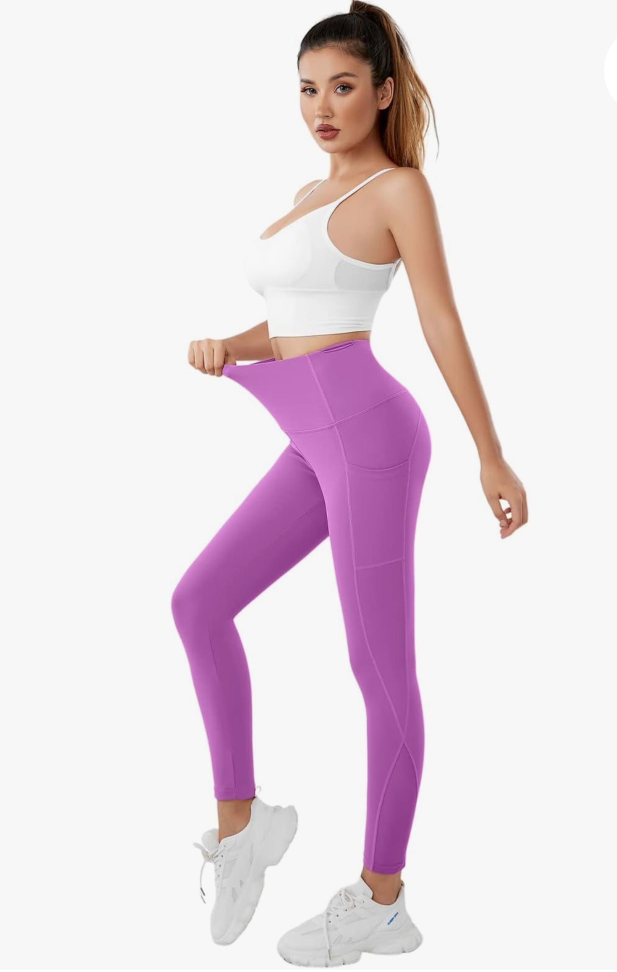 CLALER Women's Naked Feeling Yoga Pants with Pockets, High Waist Gym Workout Butt Lift Leggings