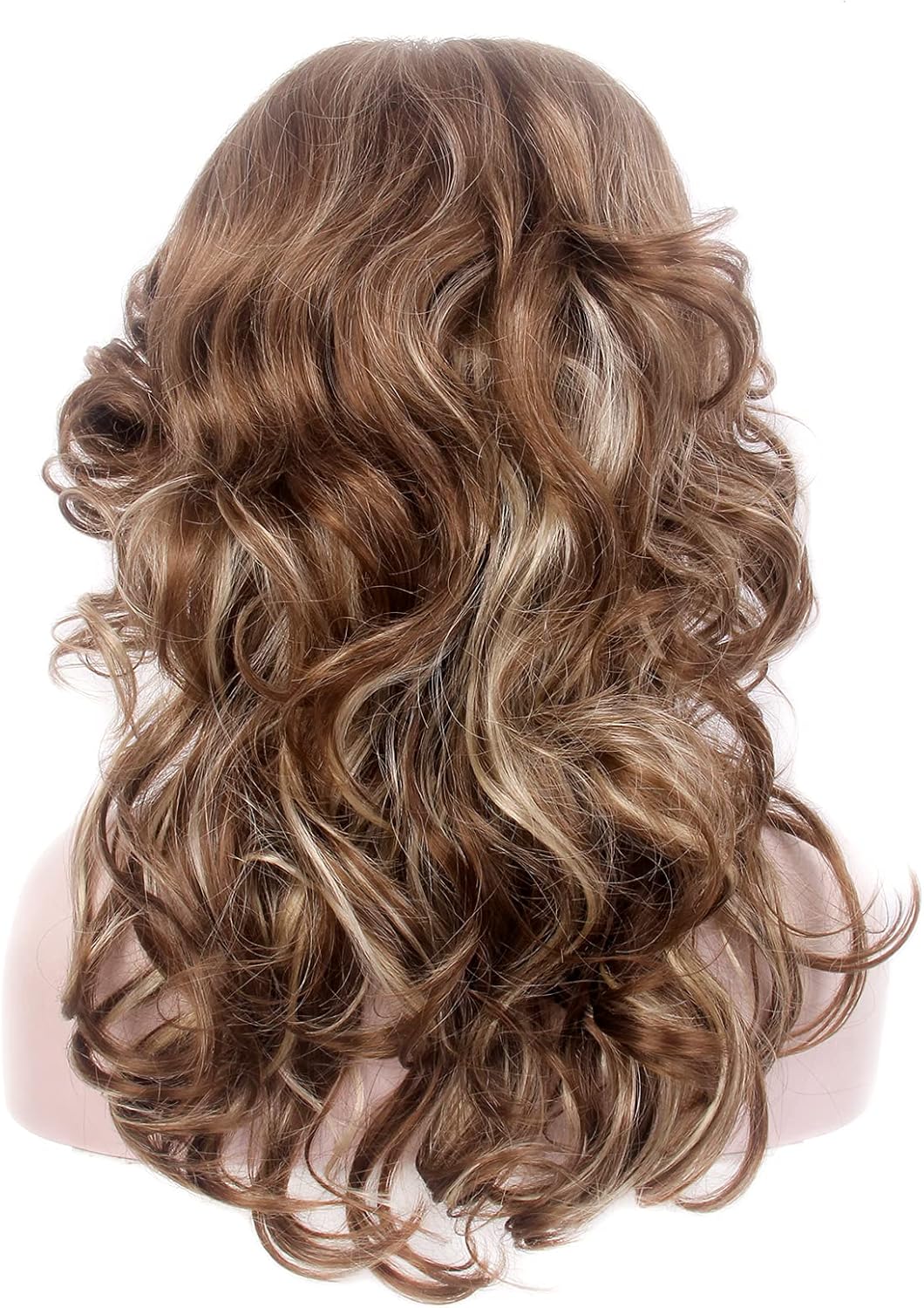 Reewes 70's Style Long Feathered Wig - Brown with Highlights