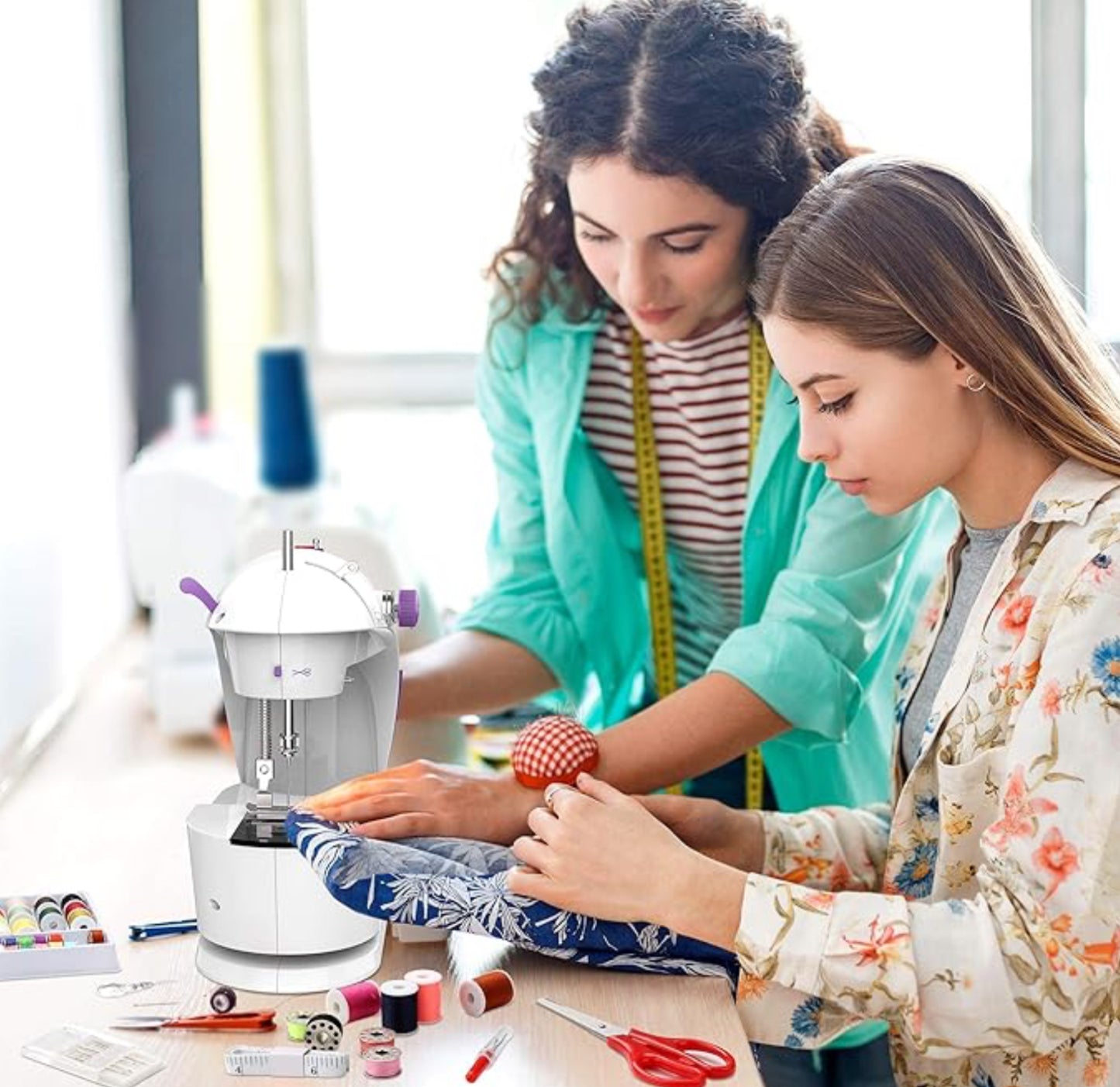 Mini Sewing Machine for Beginners, Electric Sewing Machines with 42PCS Sewing Tools and Extension Table