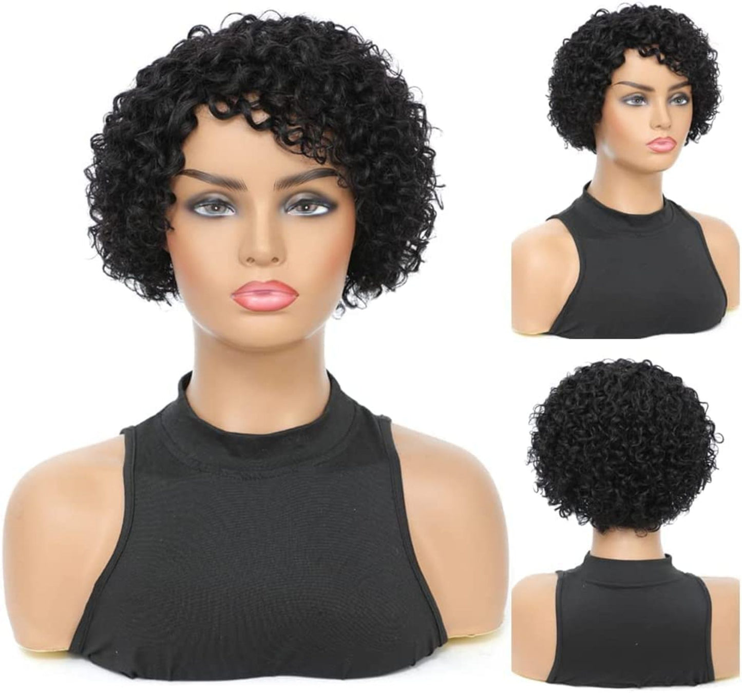 Vairety Black Curly Bob Wig