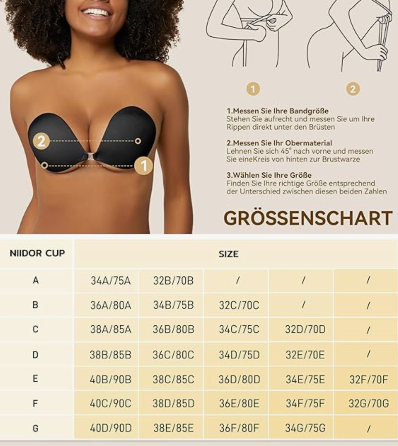 Niidor Adhesive Bra Strapless Sticky Invisible Push Up