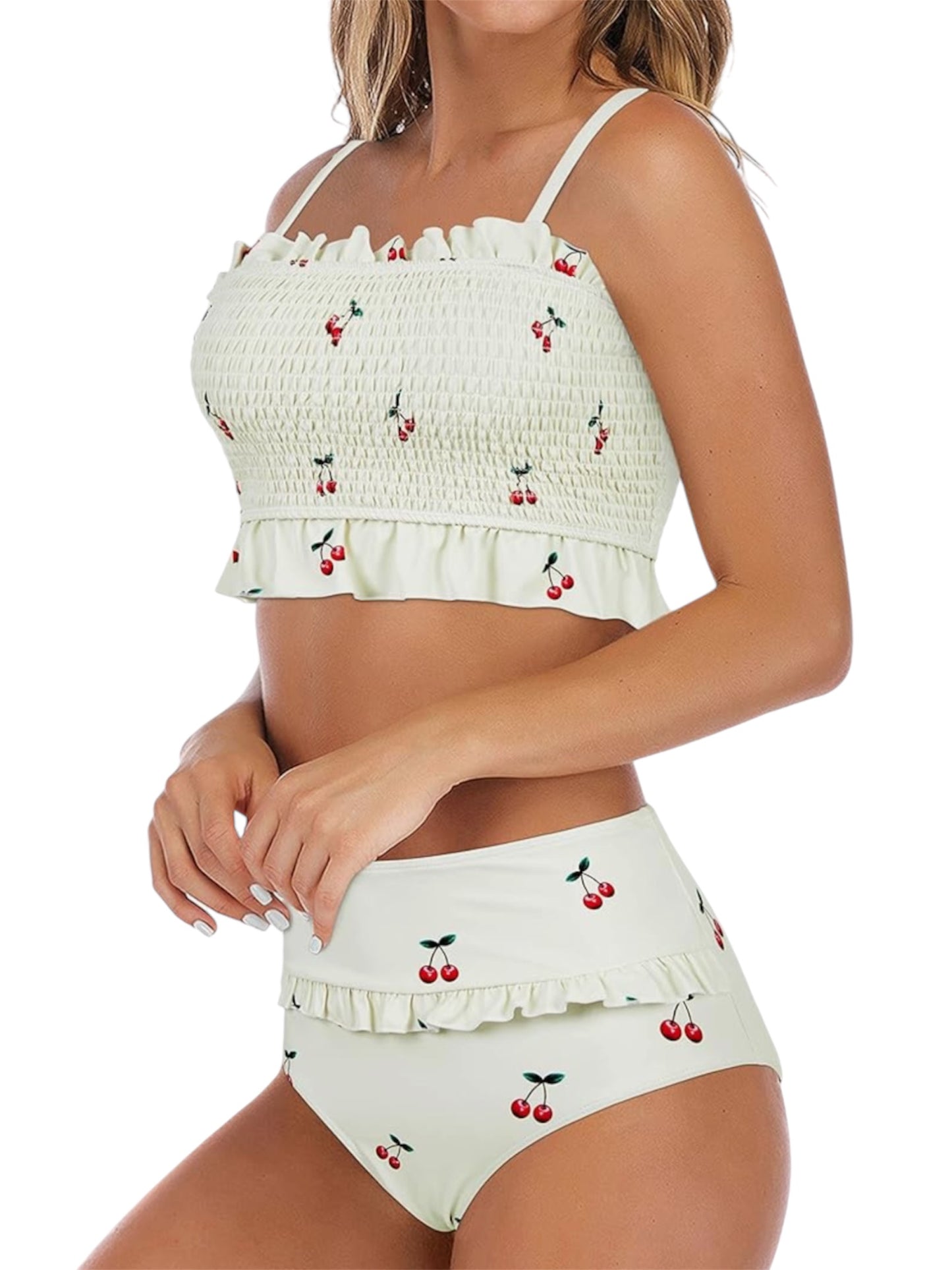 High Waisted Bikini for Women Bandeau Ruffled