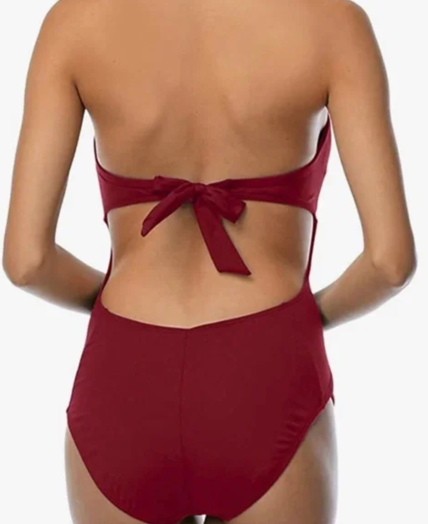 Burgundy Red One Piece Backless Sexy Swimsuit