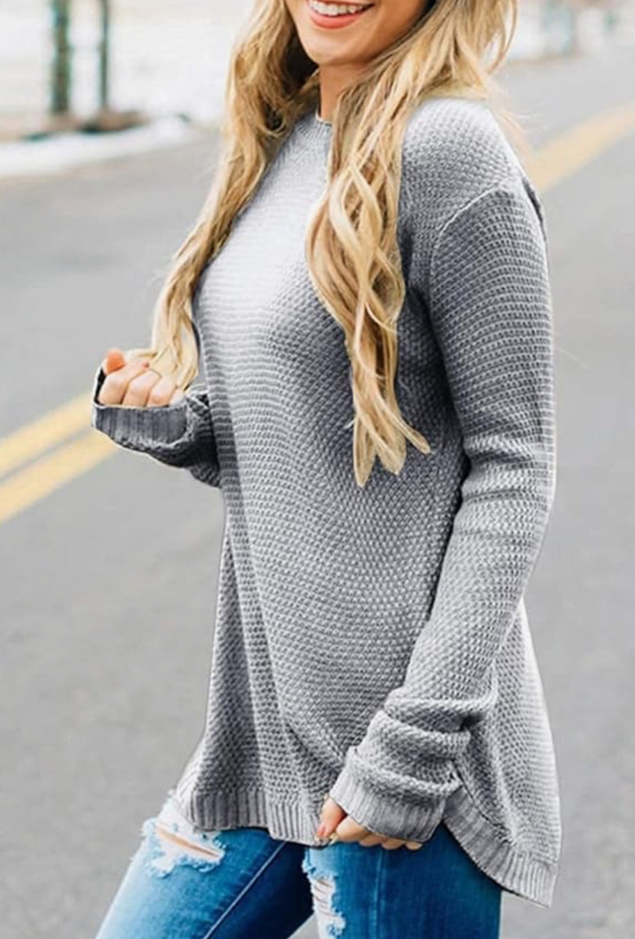 Maavoki Womens Knit Jumper Long Sleeve Sweater Casual Fit