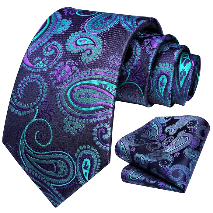 Men's Paisley Tie Handkerchief Wedding Party Necktie & Pocket Square Set