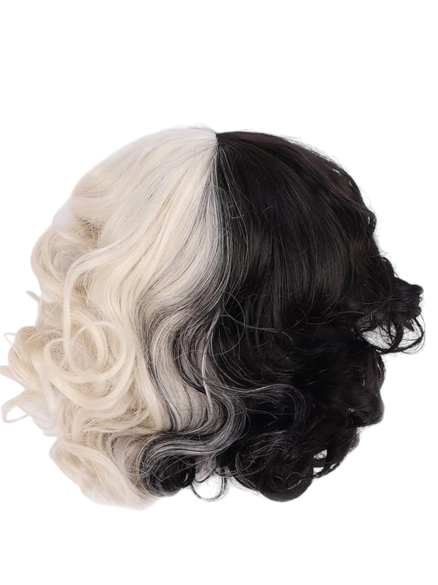 Short wavy black and white wig