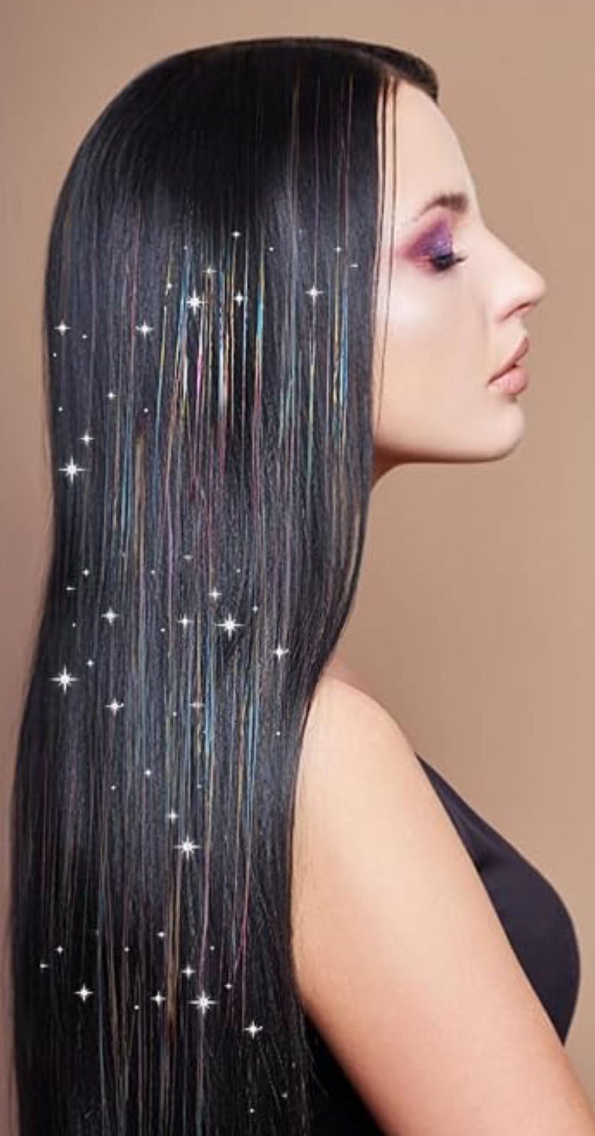 Clip-in Hair Tinsel Extensions Pack of 12 clips 20 Inch