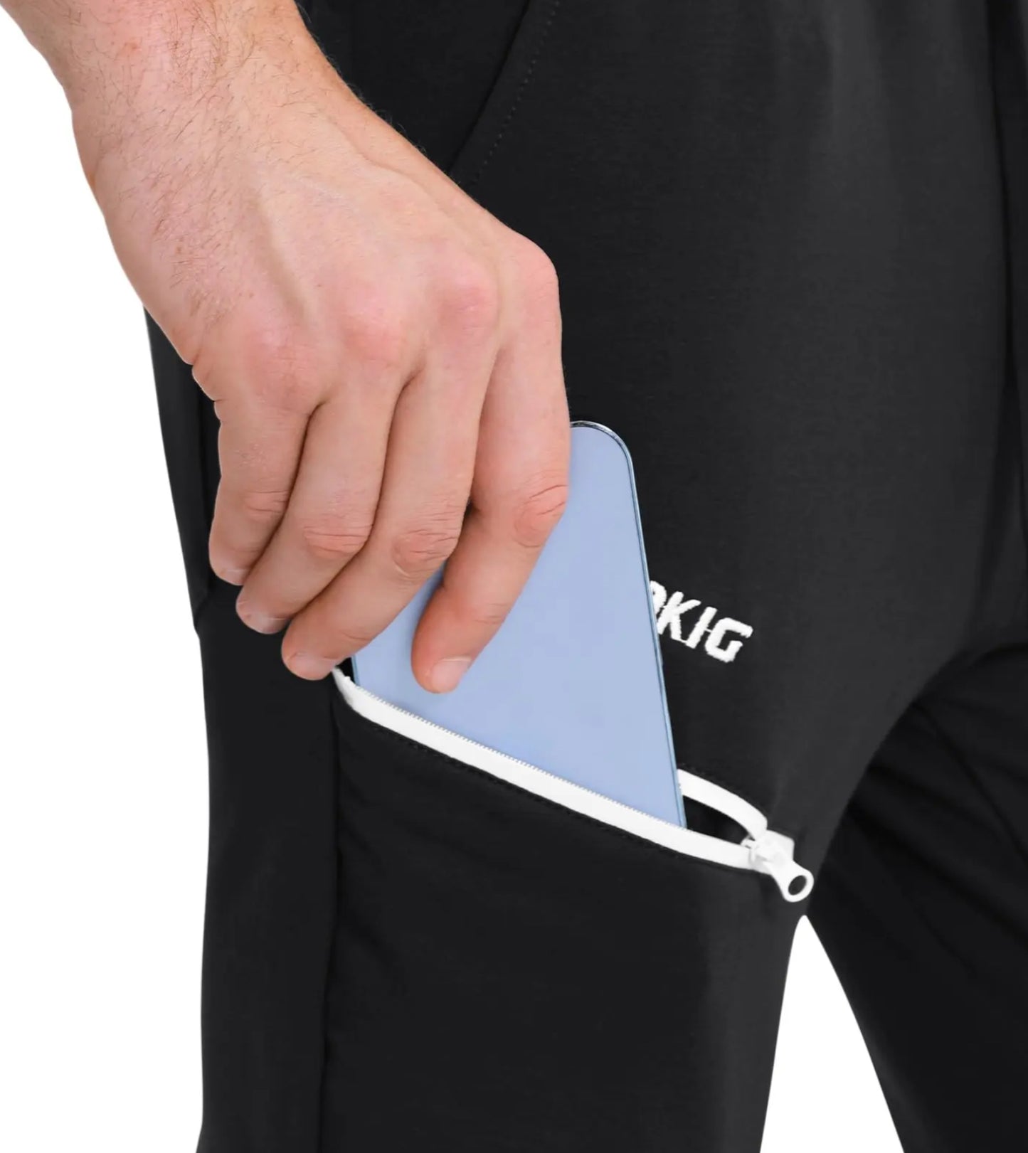 BROKIG Mens Sidelock Gym Joggers Trousers, Tapered Sports Running Training Bottoms