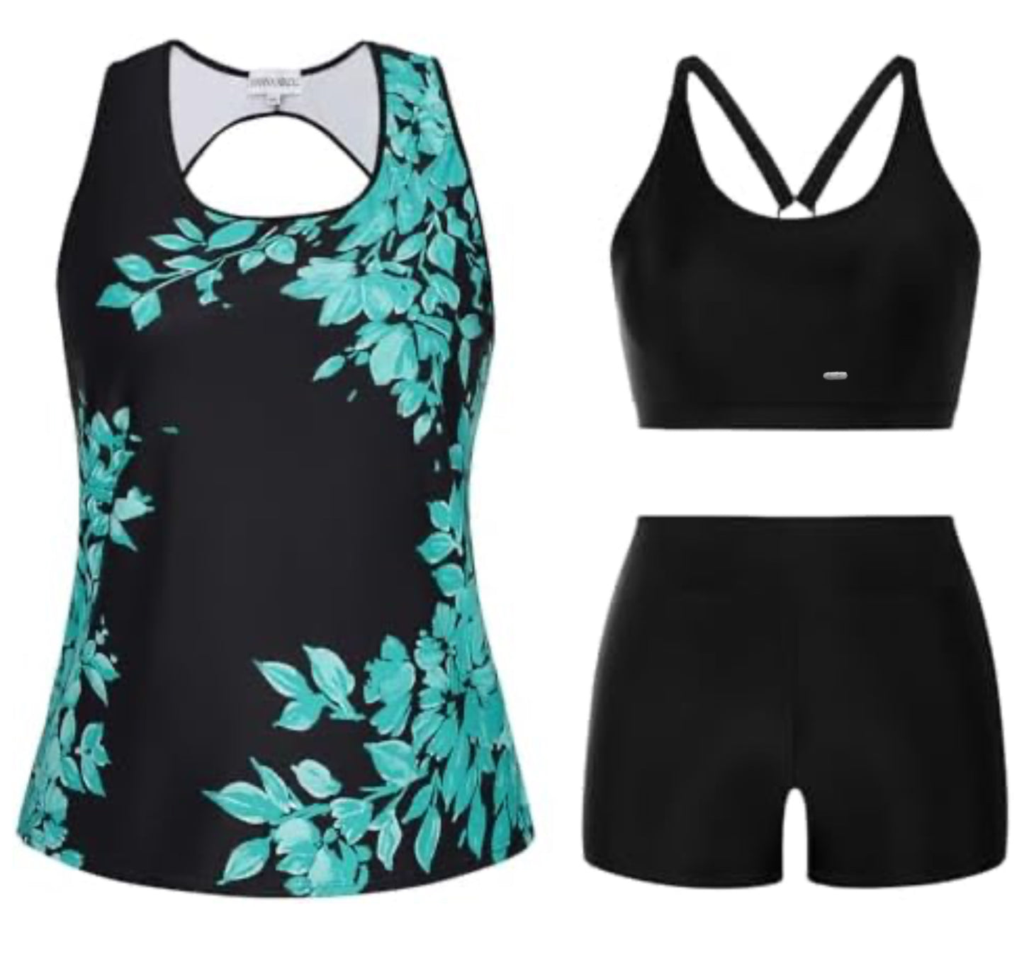 Hanna Nikole Plus Size 3 Piece Tankini Swimsuit