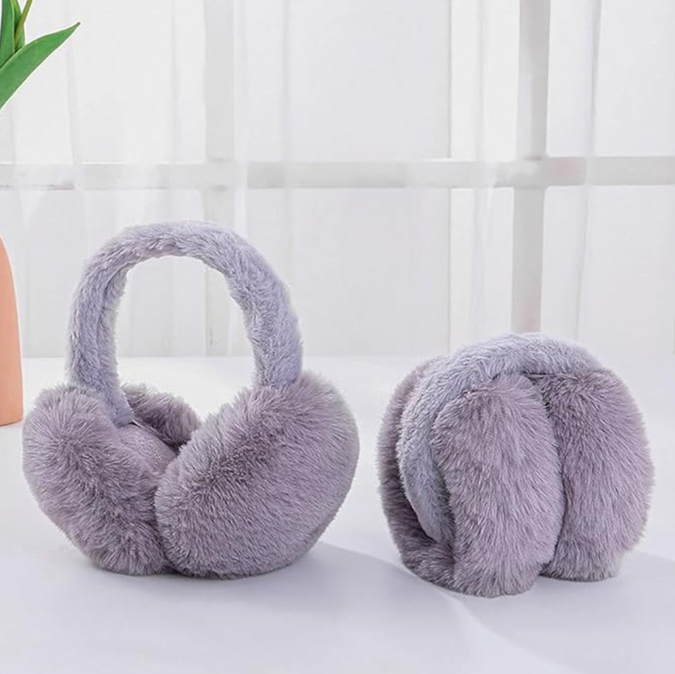 Foldable Ear Muffs Faux Fur Ear Warmer in Grey