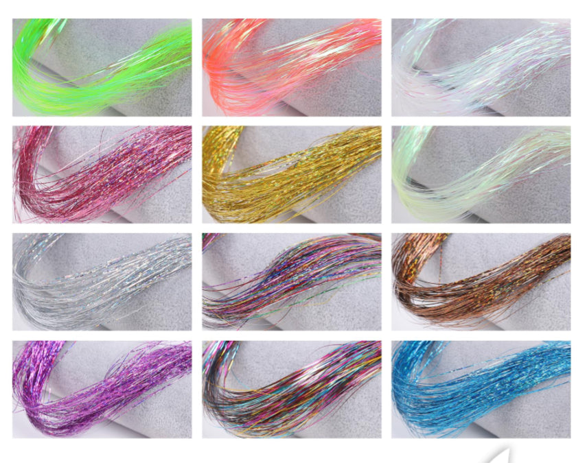 Clip-in Hair Tinsel Extensions Pack of 12 clips 20 Inch