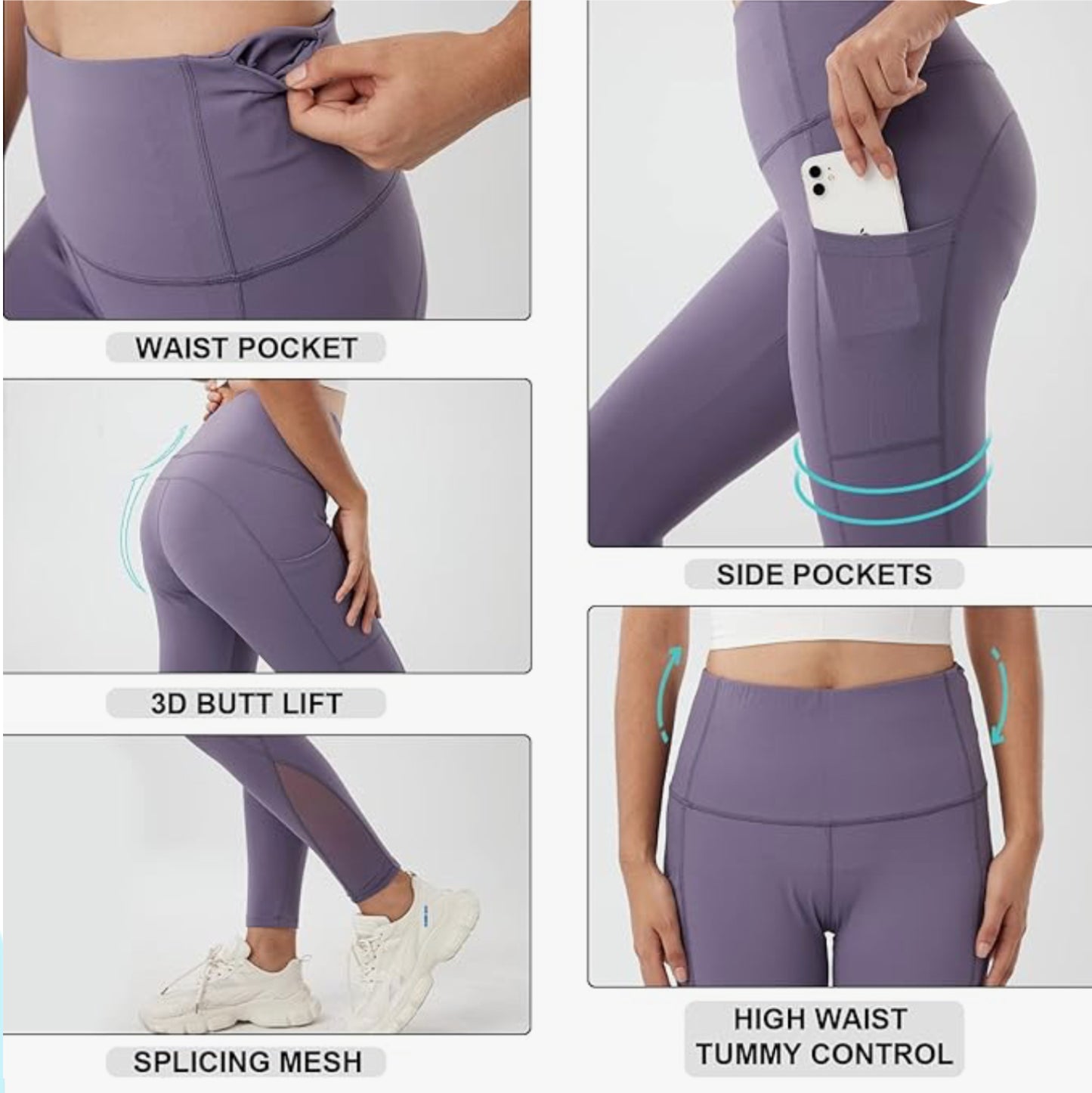 CLALER Women's Naked Feeling Yoga Pants with Pockets, High Waist Gym Workout Butt Lift Leggings