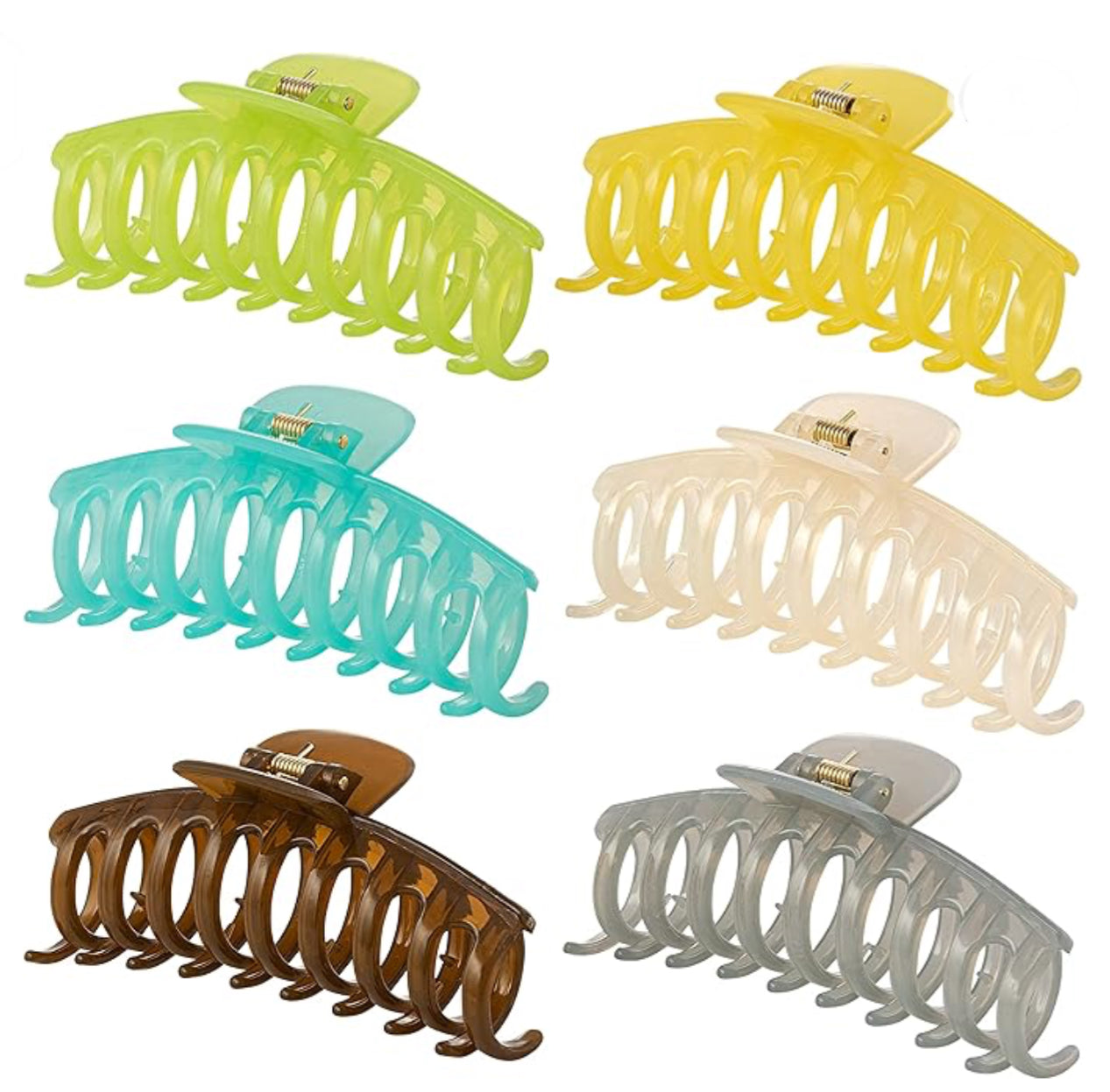 Large Hair Clamp for Women or Girls 6 Pack Assorted Colours