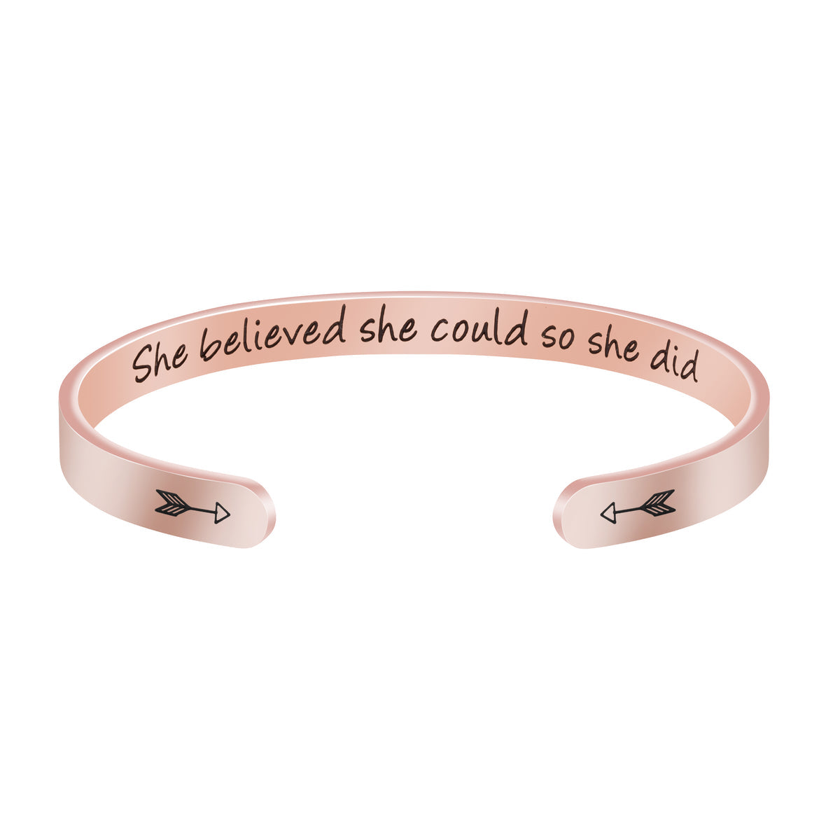 "She believed she could so she did" cuff bracelet rose gold