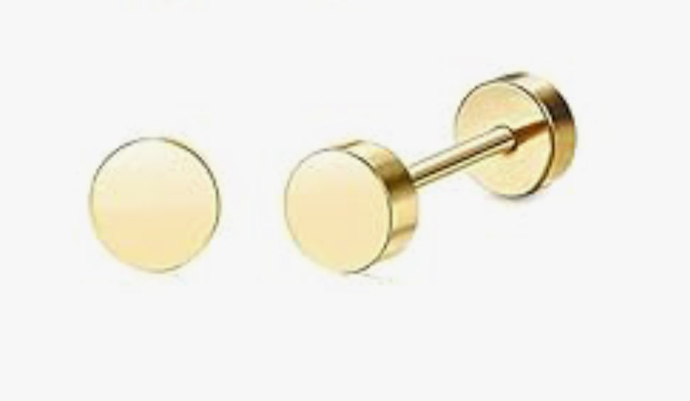 Cartilage Earrings Studs Earrings Gold Screw Flat Back