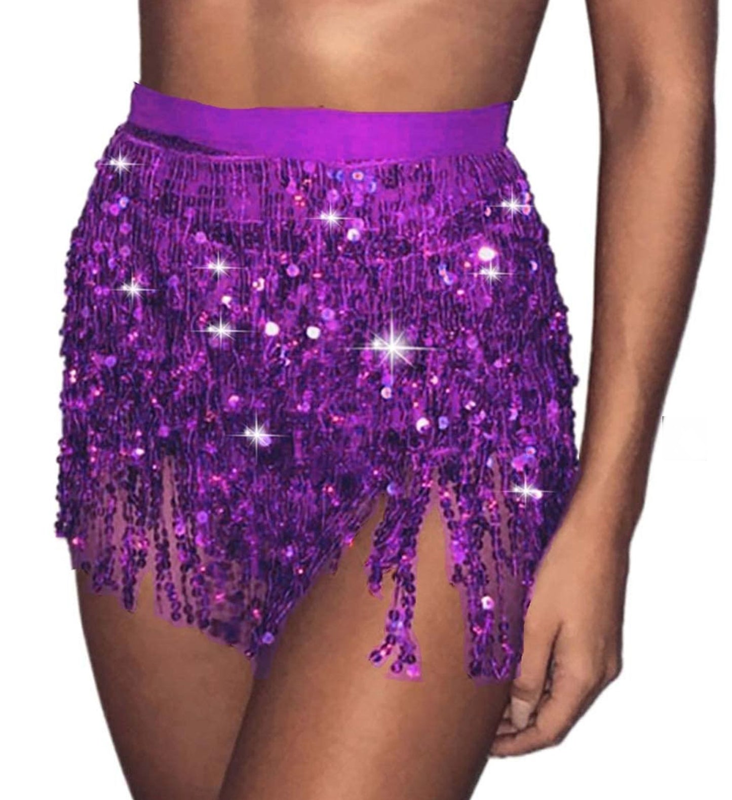 Women Club Mini Skirt, Sequin Belly Dancer Wrap