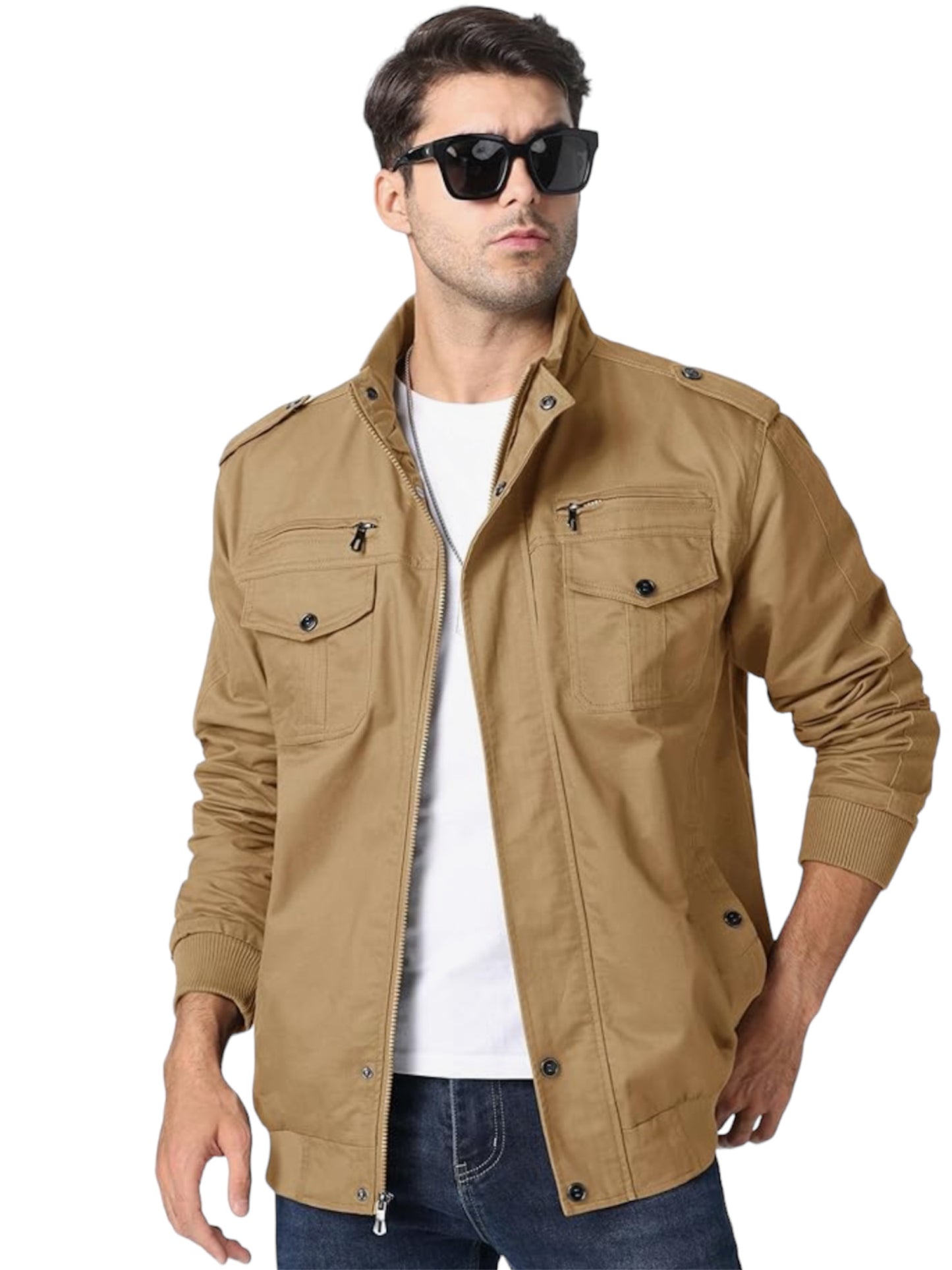 Mens Autumn winter Casual Military Cargo Jacket
