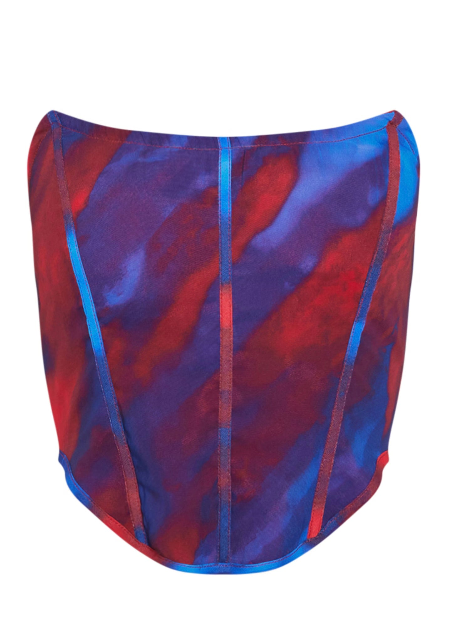 PrettyLittleThing Red Abstract Print Chiffon Structured Bandeau Corset