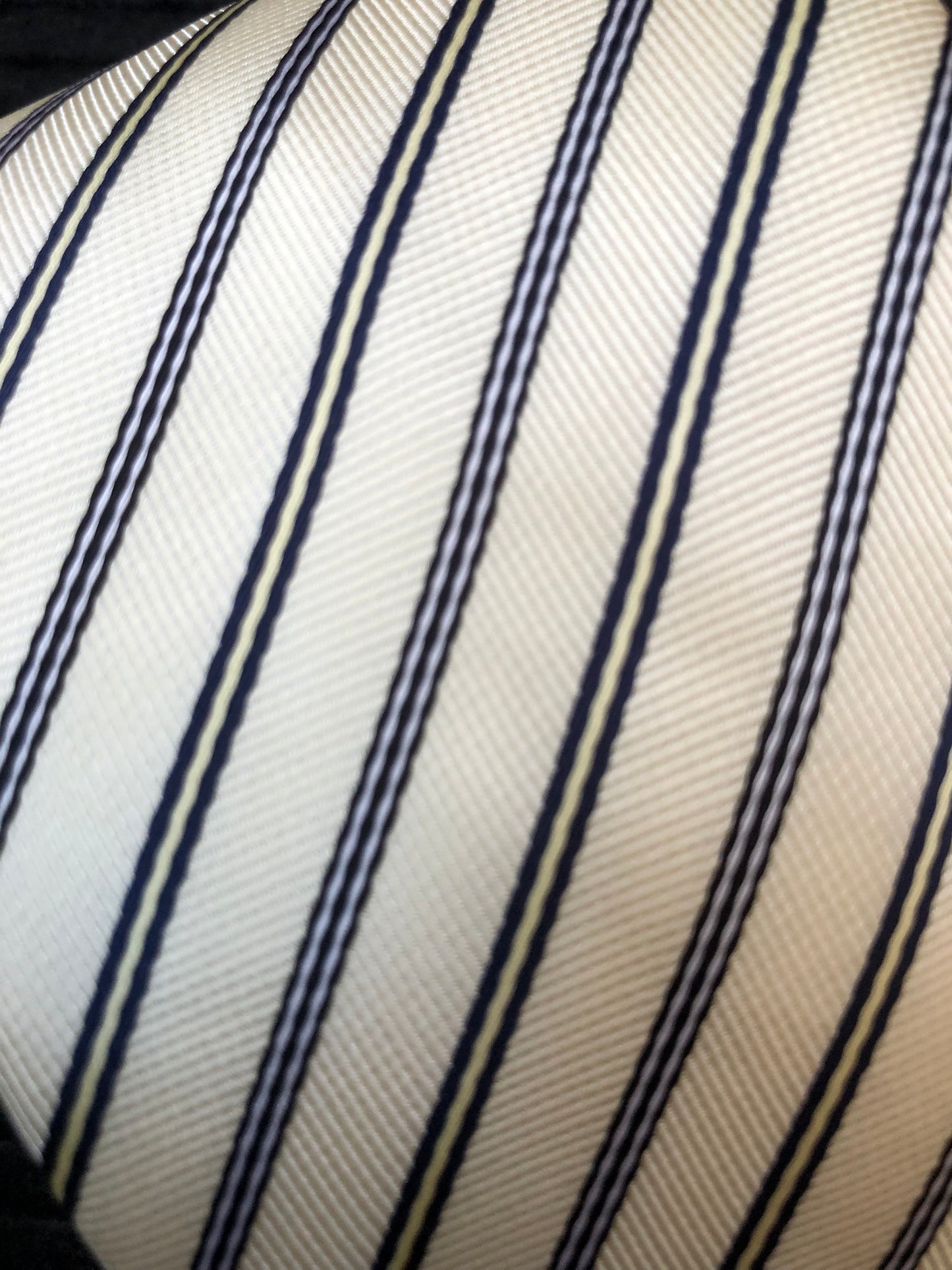 Briyard Men's Tie and Pocket Square - Cream and Blue Stripe