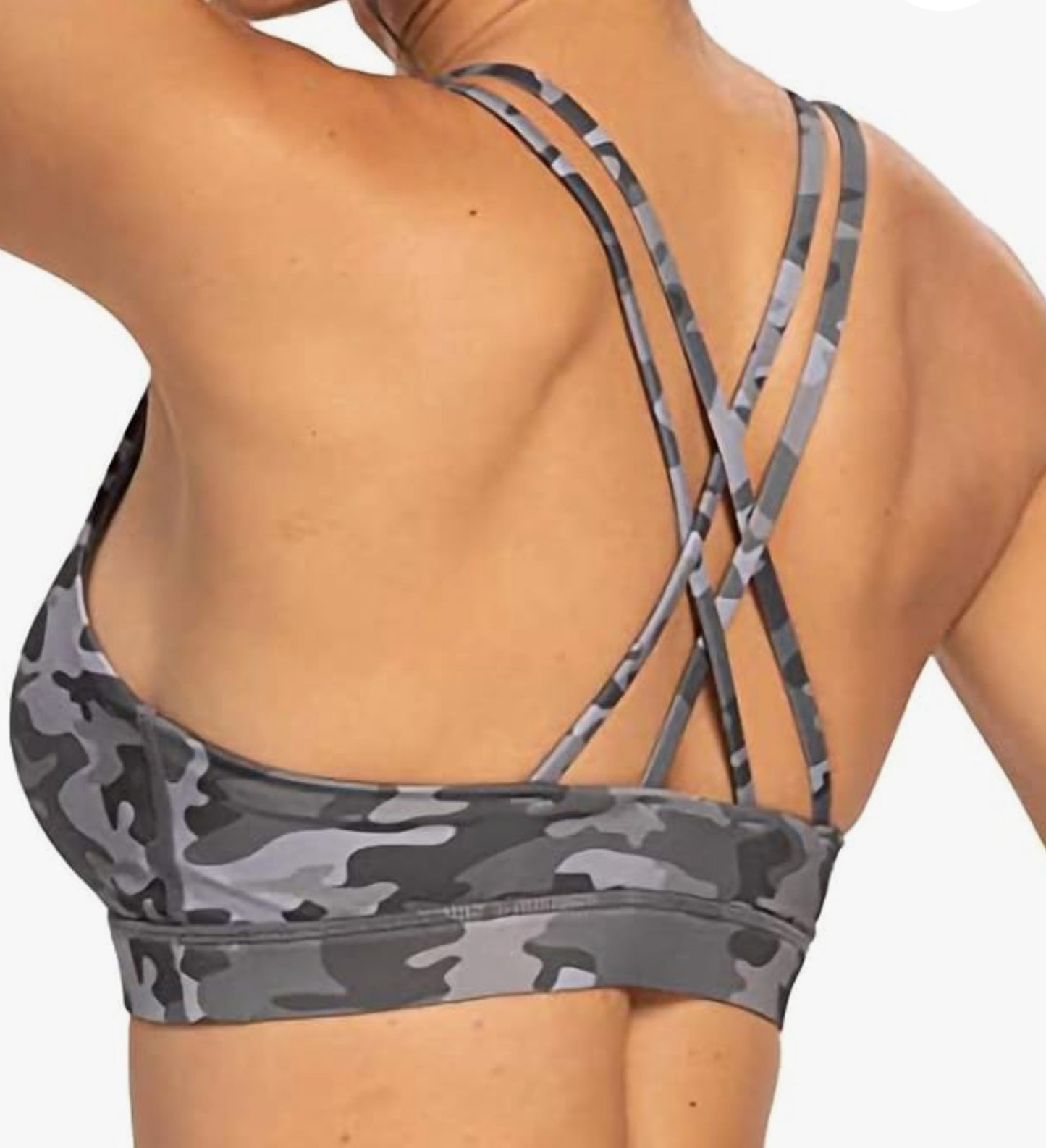 Combat workout Top with Strappy Cross non Underwire Padded Yoga Tank Sports Bra