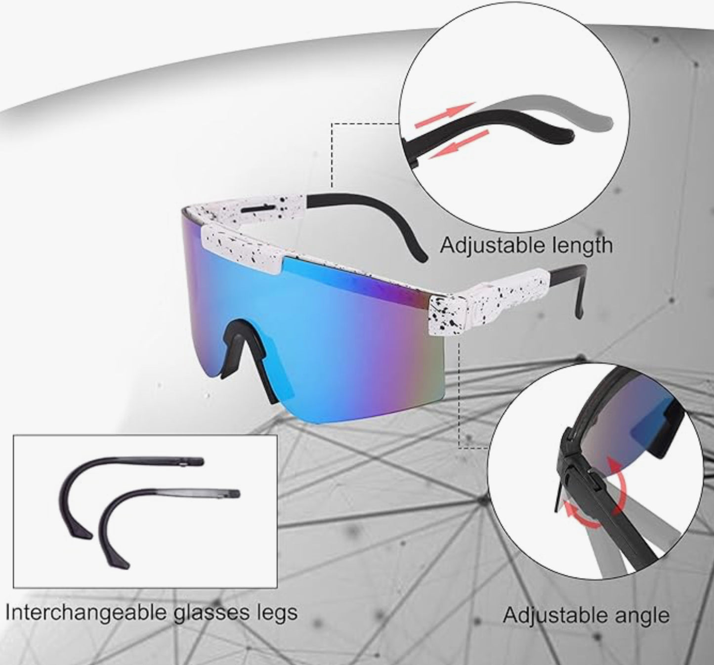 Polarised Sports Sunglasses for Men and Women, Cool UV400 Viper Sun Glasses for Outdoor sports Cycling Running Fishing Golf