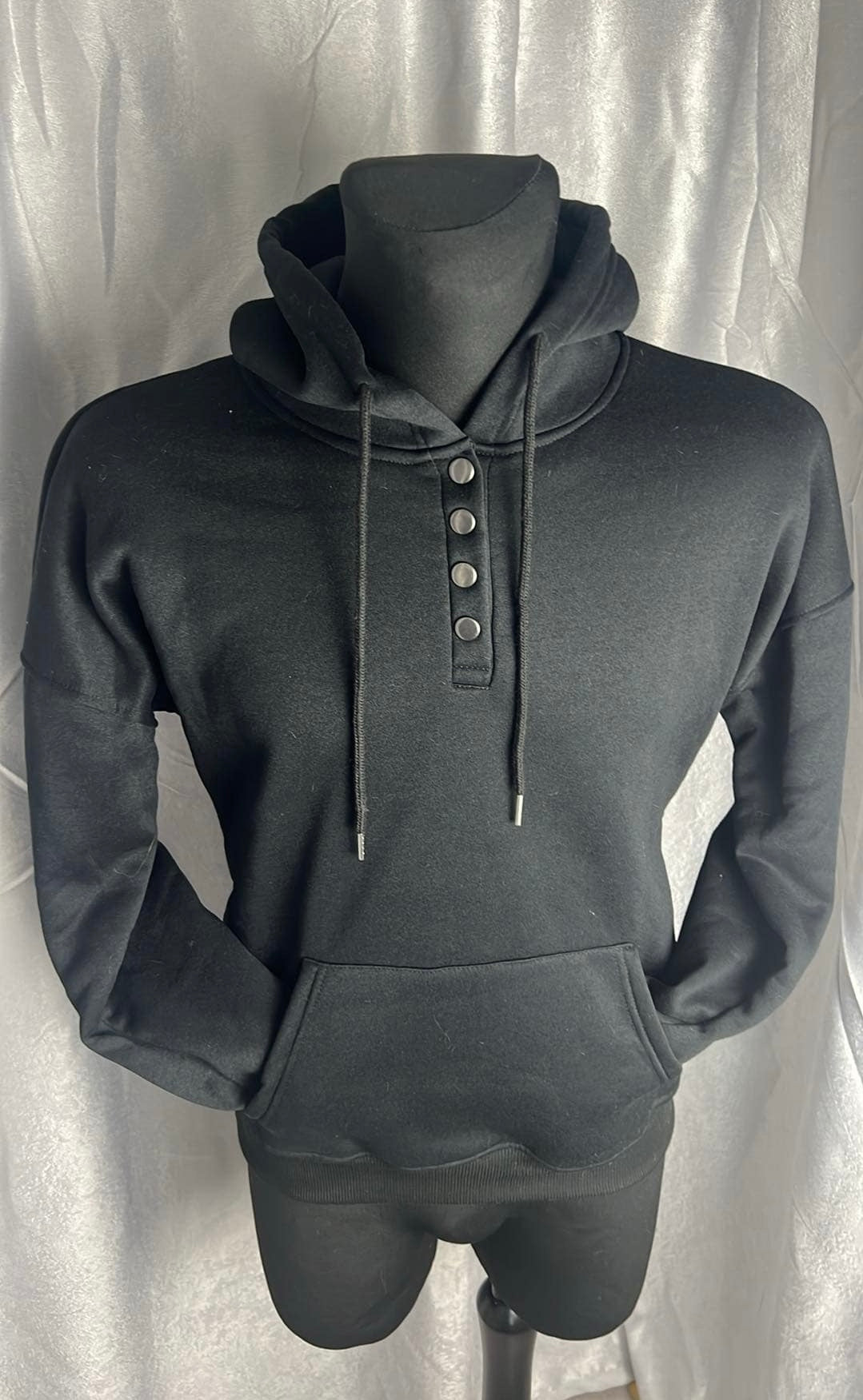 Ladies pullover hooded jumper with poppers