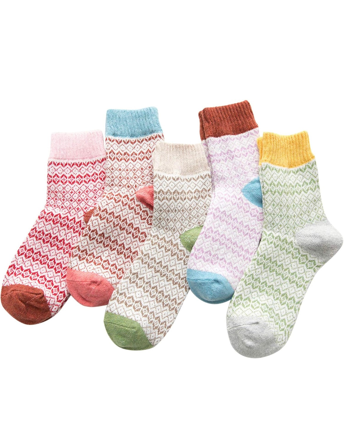 Ladies thermal patterned socks 5 pack