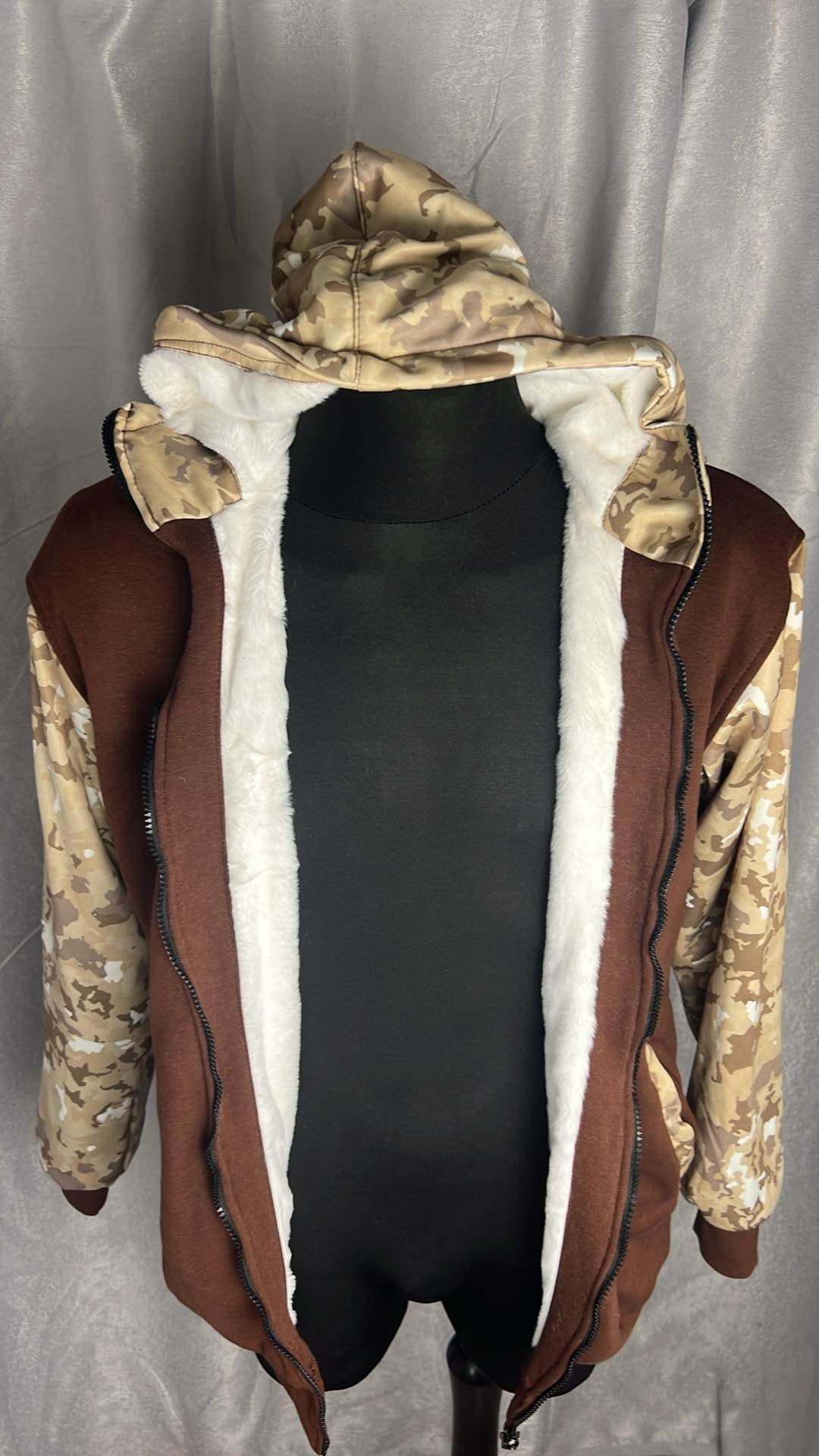 Men's fleece lined zip up hooded jumper