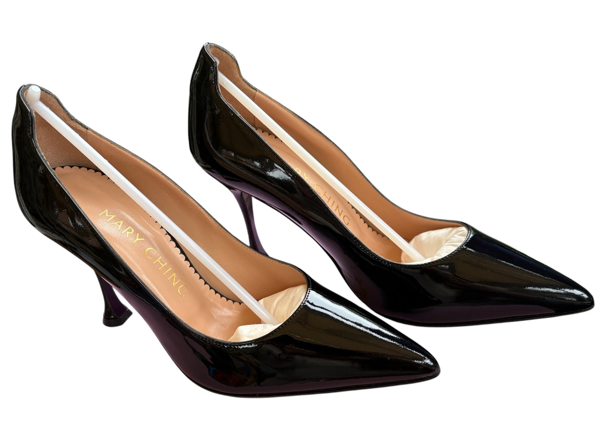 Mary Ching Ivana 105 Black Patent heels