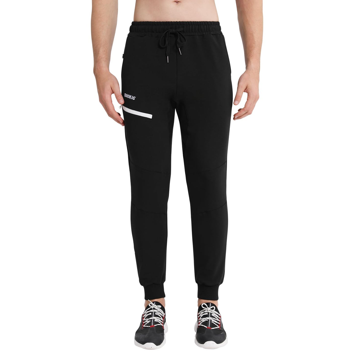 Brokig Men's Sidelock Gym Joggers with pockets