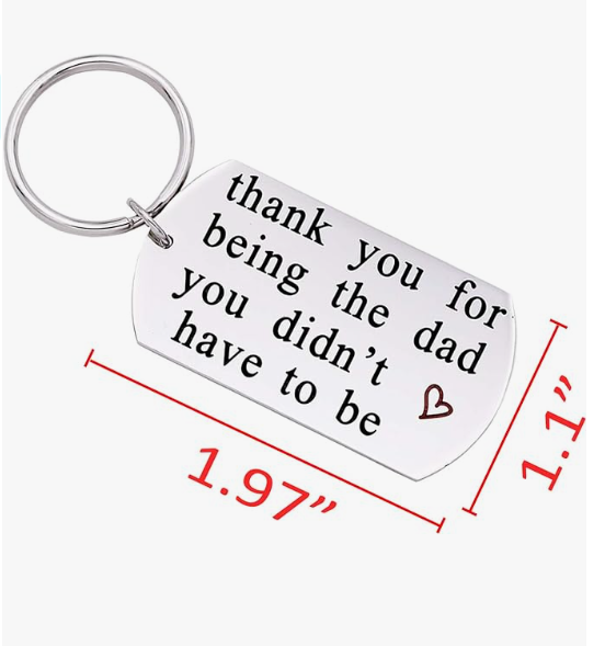 Stainless Steel Step Daddy Keyring - 'Thank You for Being The dad You Didn't Have to be