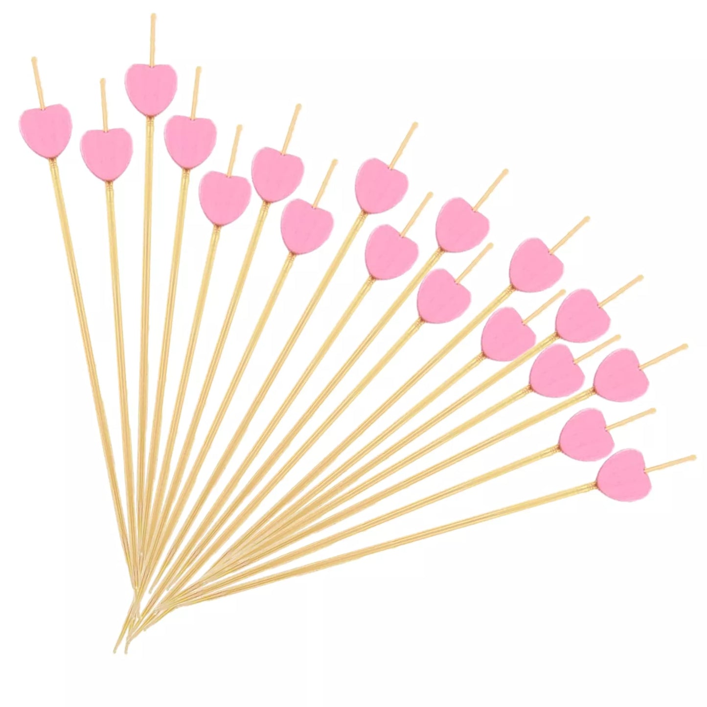 Pink Loveheart wooden cocktail sticks 100 pcs