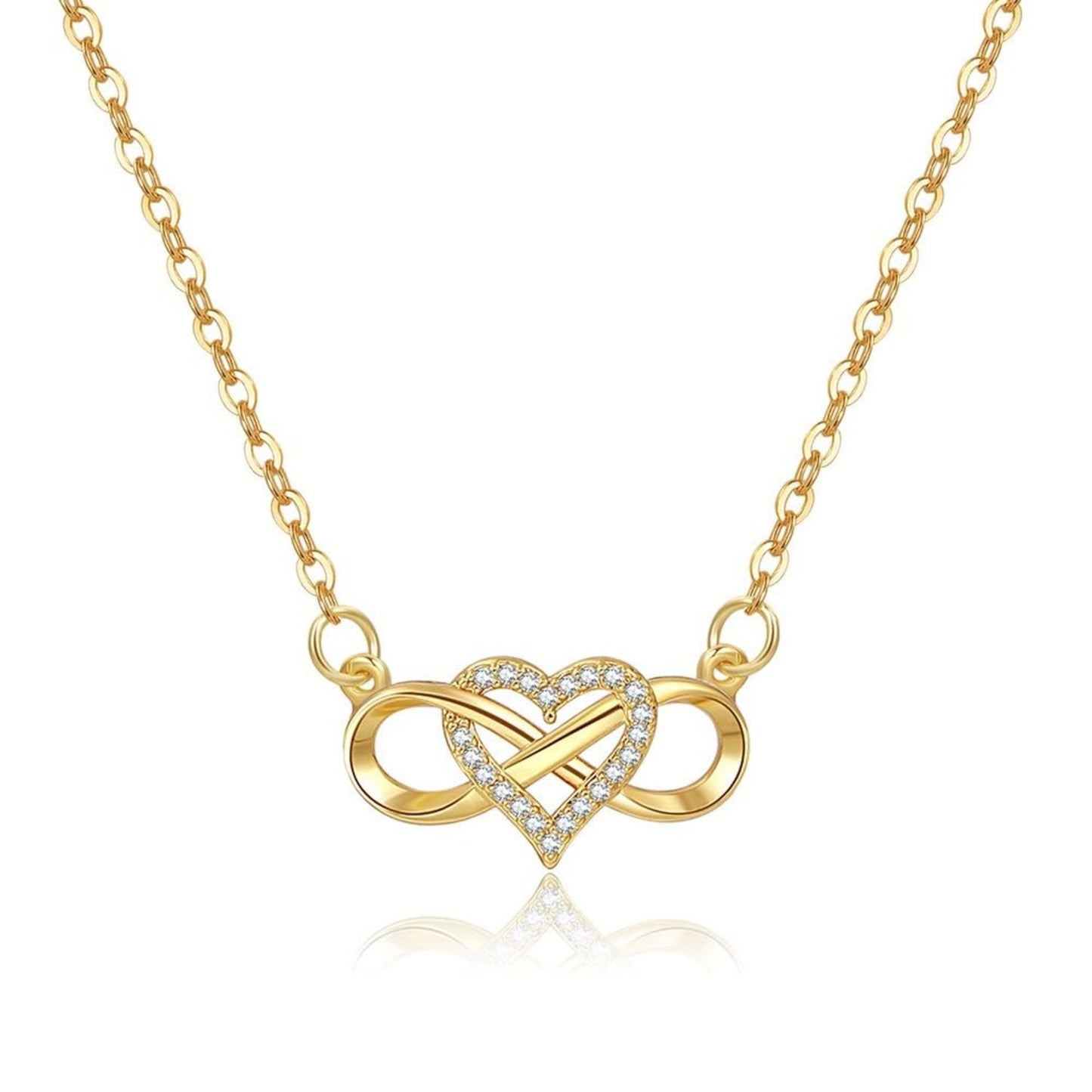 Gold Plated Infinity Heart Pendant Necklace