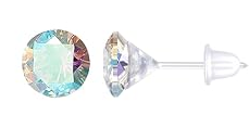 Kakonia Plastic Stud Earrings with Cubic Zirconia Gems