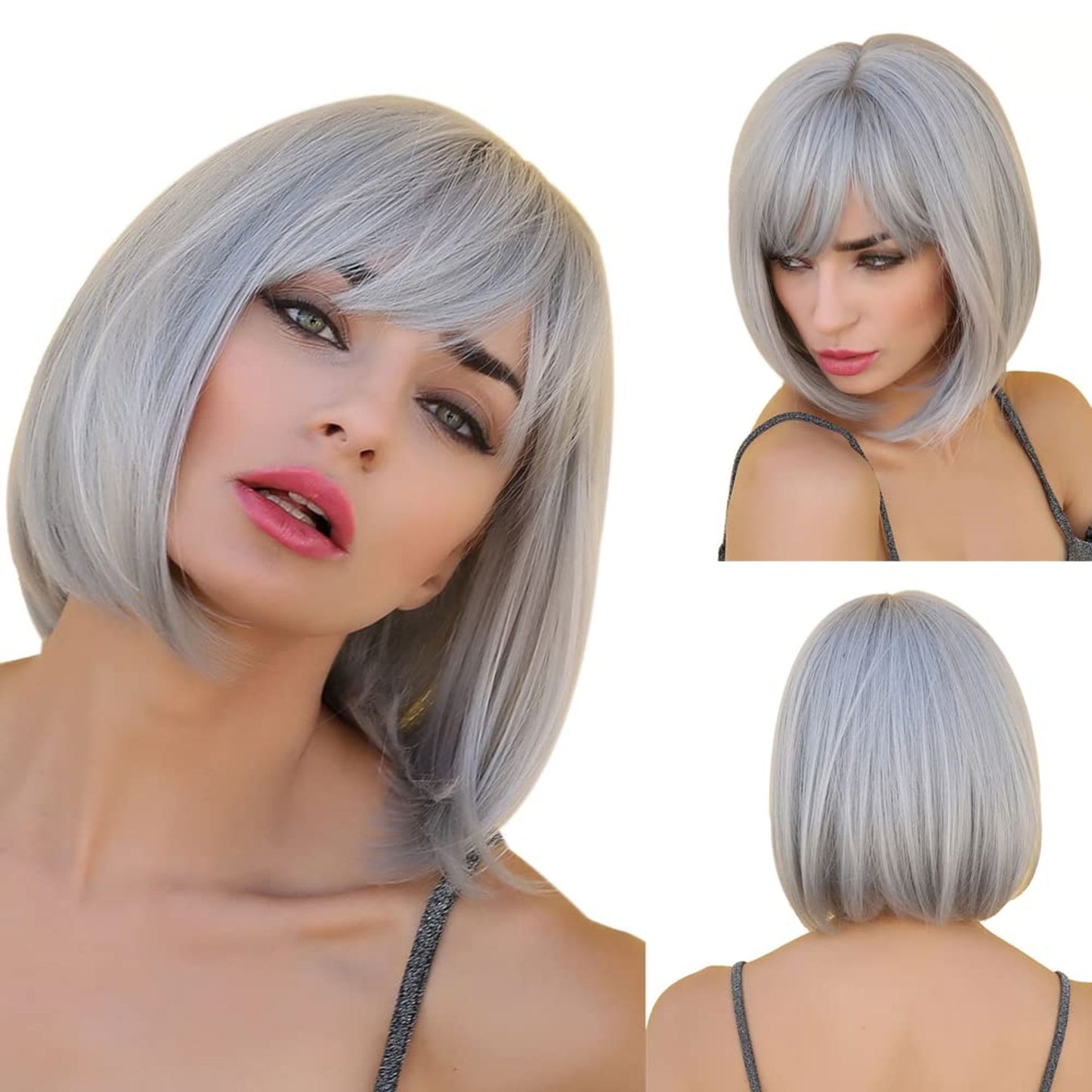 Variety Grey Bob Wig with fringe