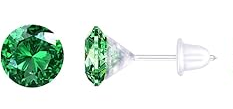 Kakonia Plastic Stud Earrings with Cubic Zirconia Gems