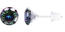 Kakonia Plastic Stud Earrings with Cubic Zirconia Gems