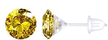 Kakonia Plastic Stud Earrings with Cubic Zirconia Gems