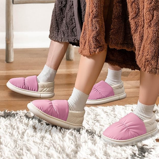 Feelorna memory foam pink and white slippers