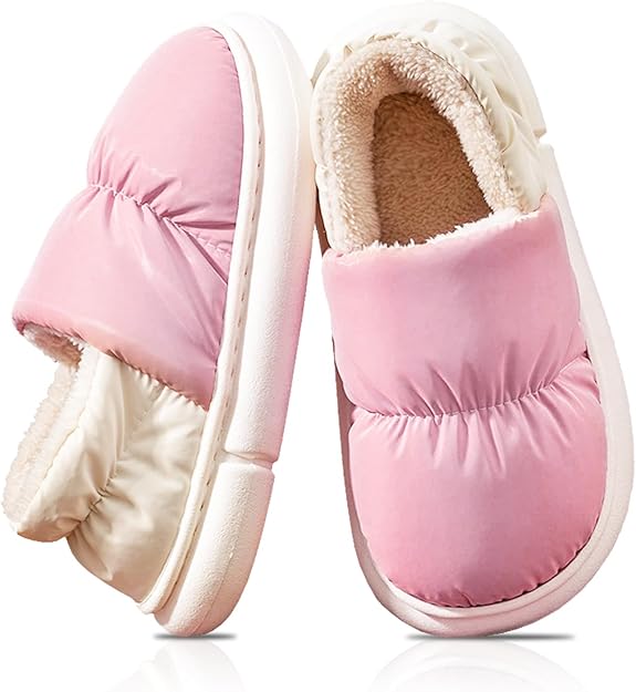 Feelorna memory foam pink and white slippers