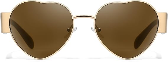 Ladies retro heart shape sunglasses black and gold