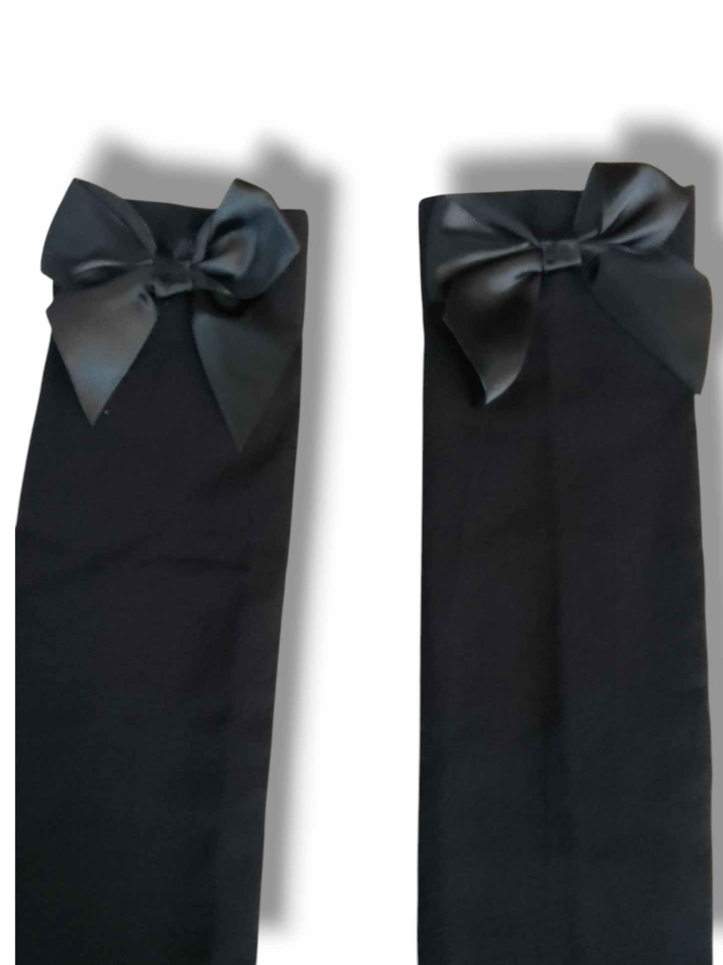 Ladies thigh high black stockings with satin bows