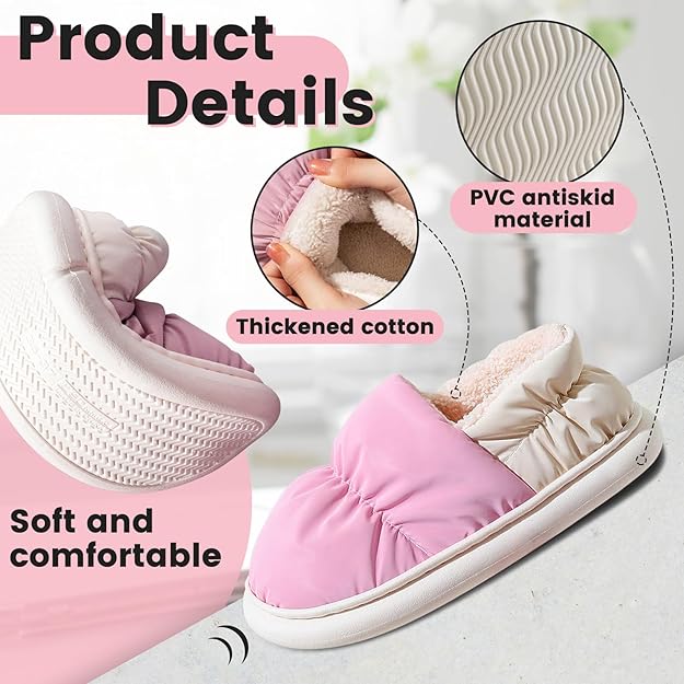 Feelorna memory foam pink and white slippers