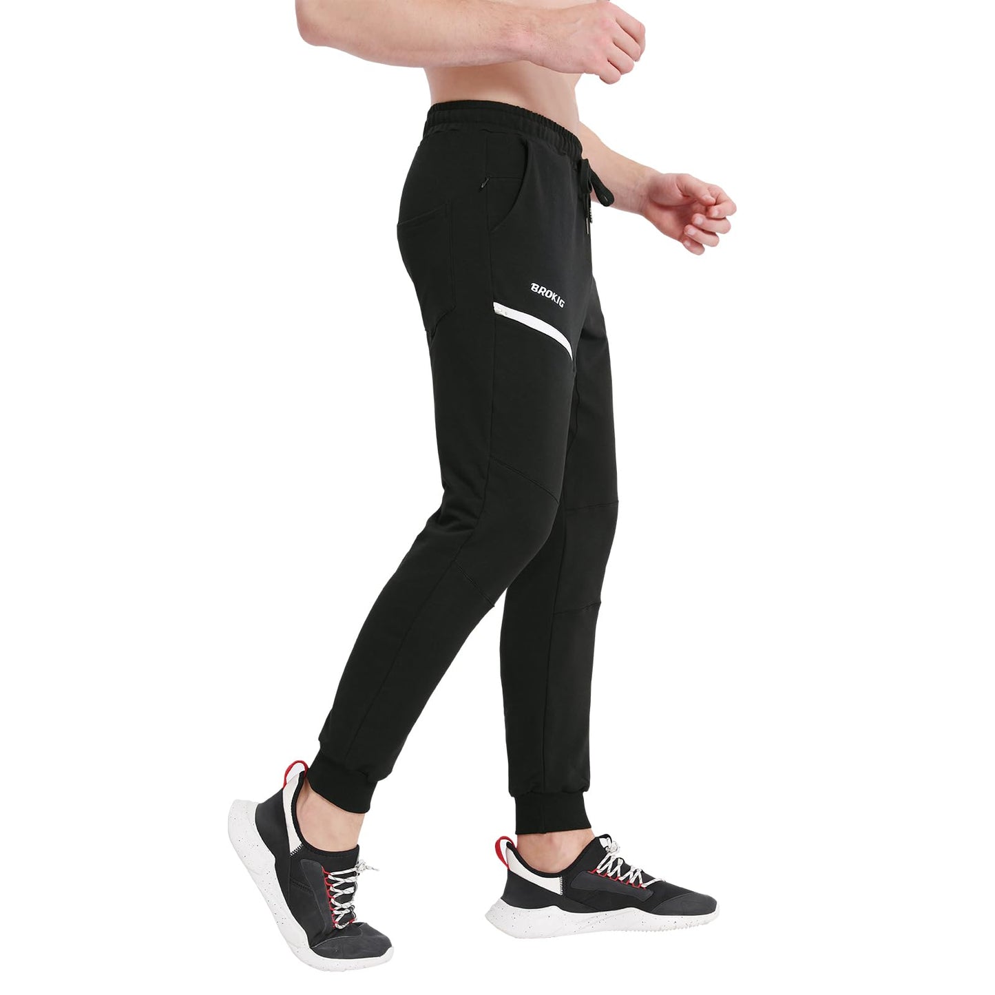 Brokig Men's Sidelock Gym Joggers with pockets