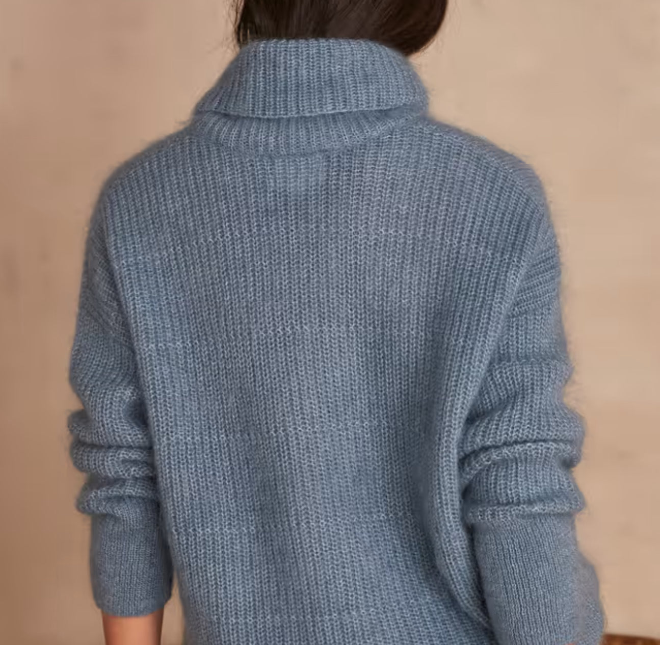 Grey blue heavy knitted turtleneck jumper